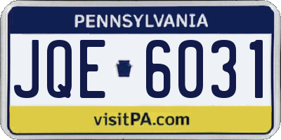 PA license plate JQE6031