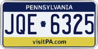 PA license plate JQE6325