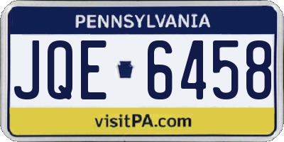 PA license plate JQE6458