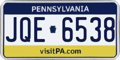 PA license plate JQE6538