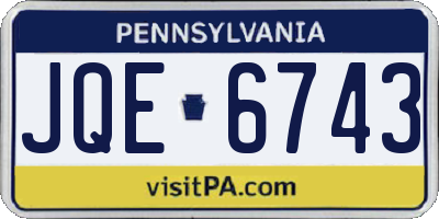 PA license plate JQE6743