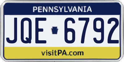 PA license plate JQE6792