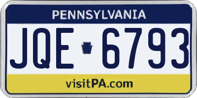 PA license plate JQE6793