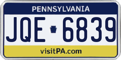 PA license plate JQE6839