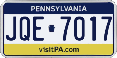 PA license plate JQE7017