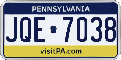 PA license plate JQE7038