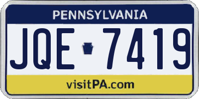 PA license plate JQE7419