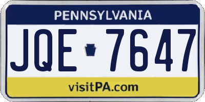 PA license plate JQE7647