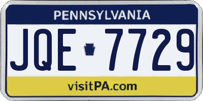 PA license plate JQE7729