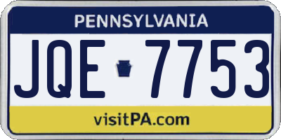 PA license plate JQE7753