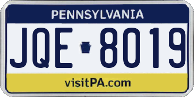 PA license plate JQE8019