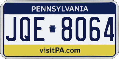 PA license plate JQE8064