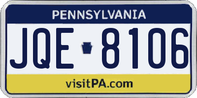 PA license plate JQE8106