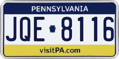 PA license plate JQE8116