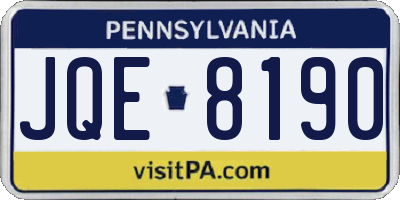 PA license plate JQE8190