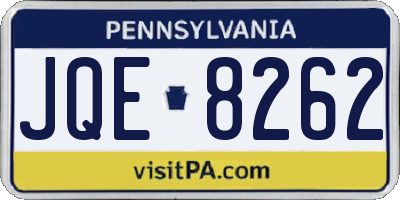 PA license plate JQE8262