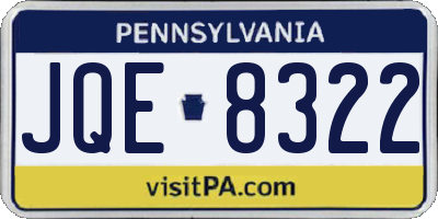 PA license plate JQE8322