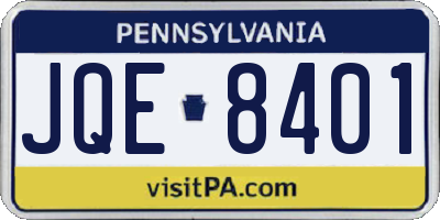 PA license plate JQE8401
