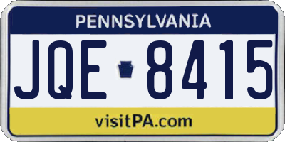 PA license plate JQE8415