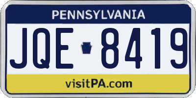 PA license plate JQE8419