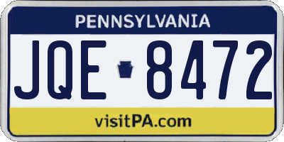 PA license plate JQE8472