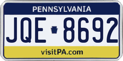 PA license plate JQE8692
