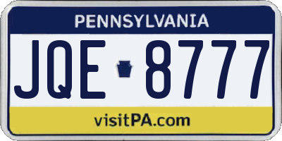 PA license plate JQE8777