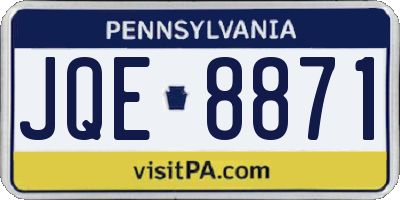 PA license plate JQE8871