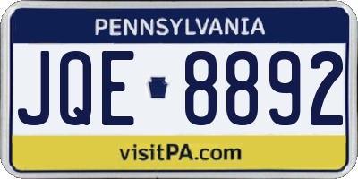PA license plate JQE8892
