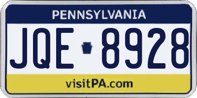 PA license plate JQE8928