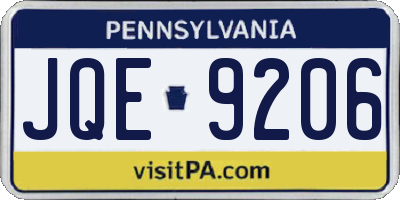PA license plate JQE9206