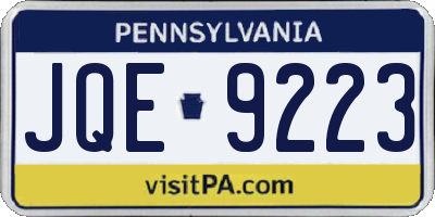 PA license plate JQE9223