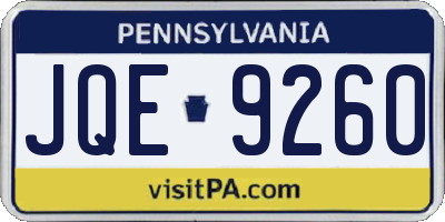 PA license plate JQE9260