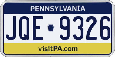 PA license plate JQE9326