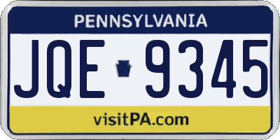 PA license plate JQE9345