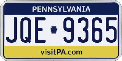 PA license plate JQE9365