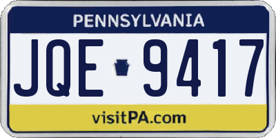 PA license plate JQE9417