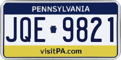 PA license plate JQE9821