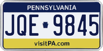 PA license plate JQE9845
