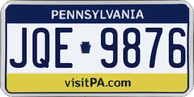 PA license plate JQE9876
