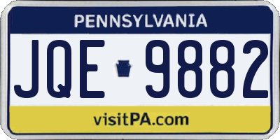 PA license plate JQE9882