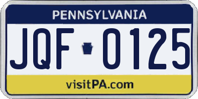 PA license plate JQF0125