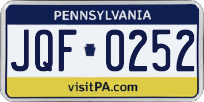 PA license plate JQF0252