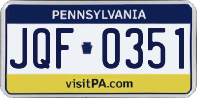 PA license plate JQF0351