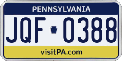 PA license plate JQF0388