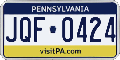 PA license plate JQF0424