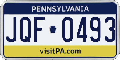 PA license plate JQF0493