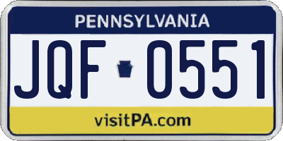 PA license plate JQF0551