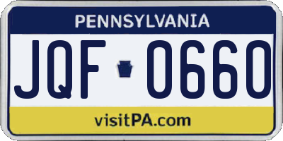PA license plate JQF0660