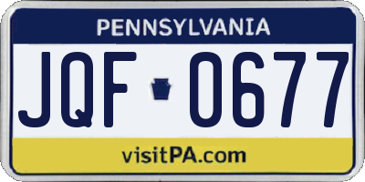 PA license plate JQF0677